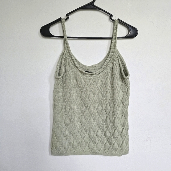 White House Black Market Diamond Stitch Sweater Tank Sage Green Medium - Picture 6 of 13